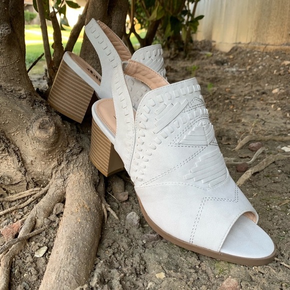 BOHO Aztec style peep toe slingback mules 7.5 8 - Picture 3 of 6